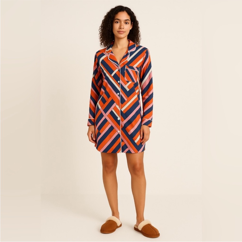 Katie Kime Retro Stripe Sleep Shirt modal blend Size Medium